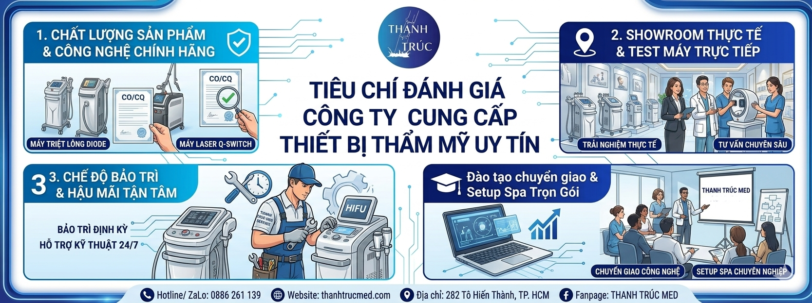 Tiêu chí đánh giá công ty cung cấp thiết bị thẩm mỹ uy tín
